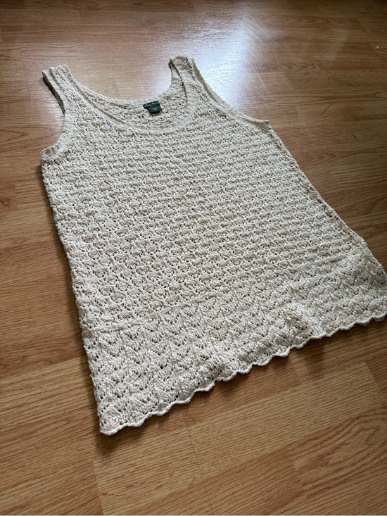 Eddie Bauer Tops - Eddie Bauer Cream Crochet Knit Tank Top